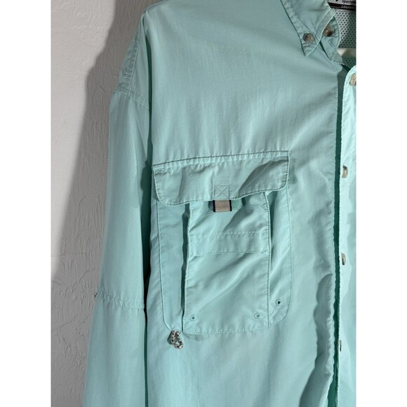 Columbia PFG Aquamarin Long Sleeve Performance Fishing Men Vented Pocket Shirt - Picture 5 of 10
